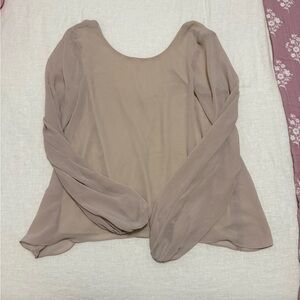 Show Me Your MuMu Layered Scoop-Neck Taupe Long Sleeve Blouse